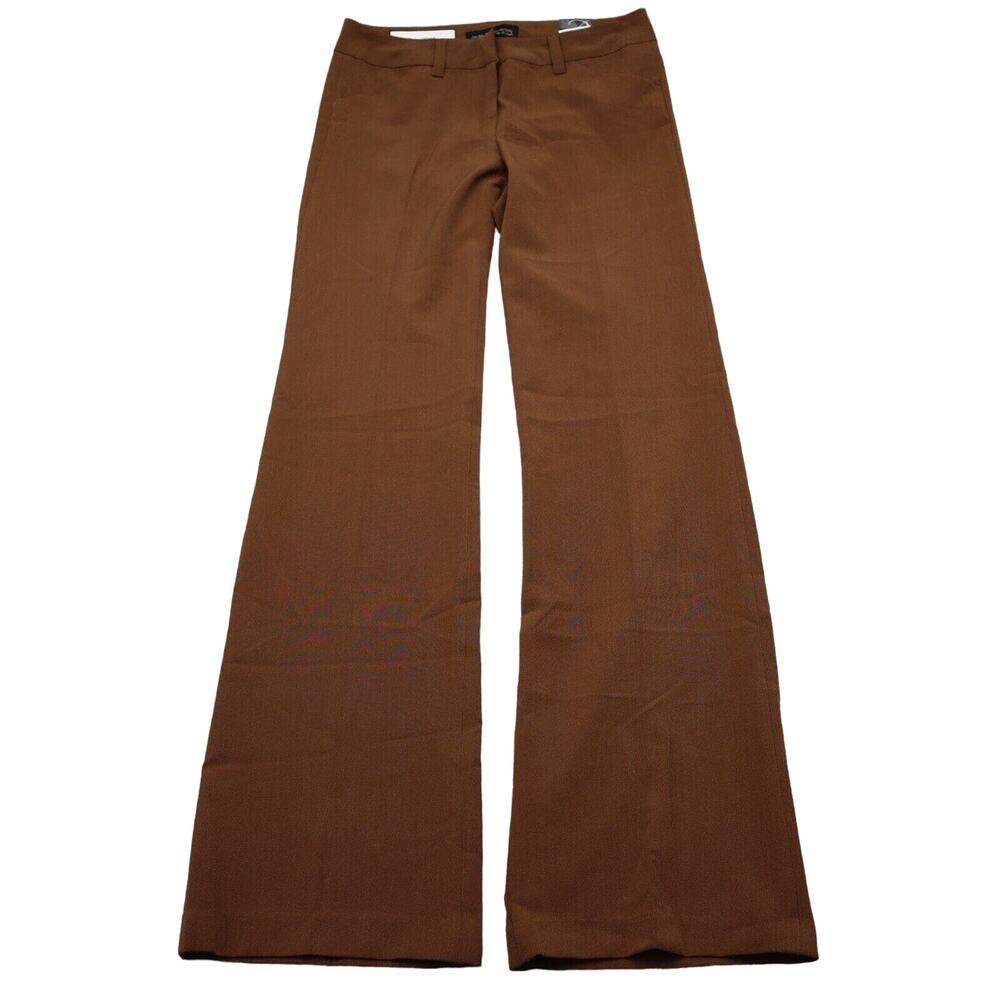 My Bajee Collection Pants Womens S Brown Flat Front Mid Rise Flare Leg Pockets